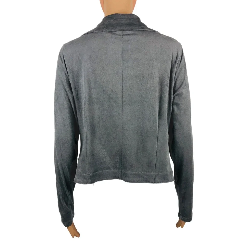 Romeo & Juliet Couture Womens Large Gray Polyester Faux Suede Open NWT $155